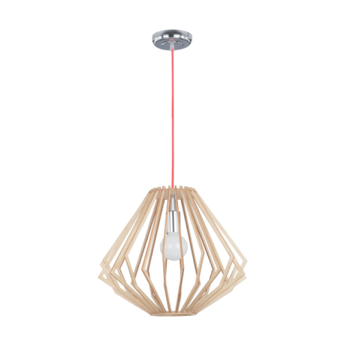 BRIGHT STAR PEN444 WOOD & CHROME PENDANT