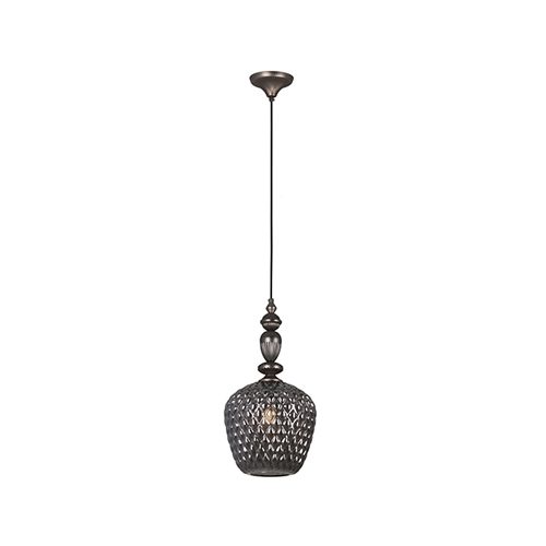 EUROLUX P907SM LISBON BLACK & SMOKE GLASS PENDANT