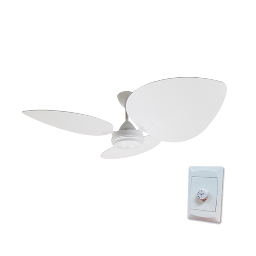 SOLENT HIGH BREEZE 100 WHITE PALM LEAF MAHOGANY WOOD CEILING FAN + CONTROLLER