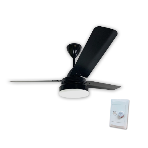SOLENT HIGH BREEZE BLACK ALUMINIUM CEILING FAN + CLEO LIGHT + CONTROLLER