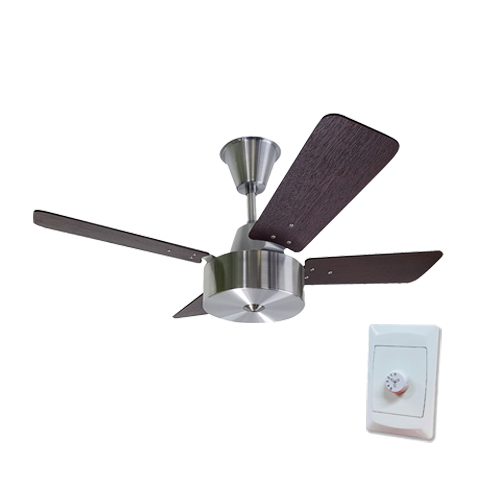 SOLENT MAXIMA SILVER & MAHOGANY WOOD CEILING FAN + CONTROLLER