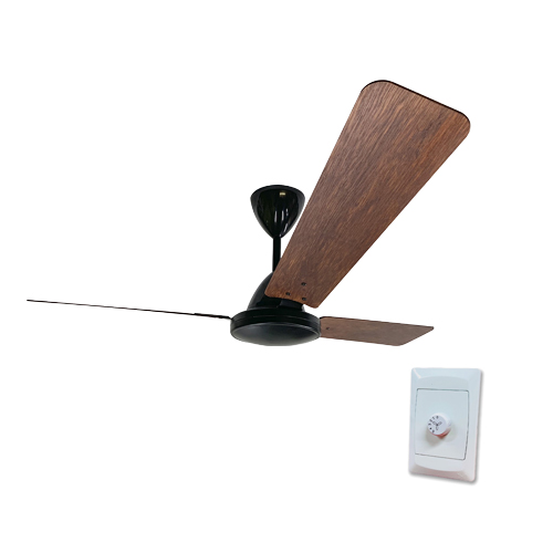 SOLENT WHIRLWIND BLACK & DARK TEAK WOOD CEILING FAN + CONTROLLER