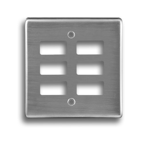 CRABTREE CLASSIC 6579/511 4X4 6 LEVER COVER PLATE, SATIN CHROME