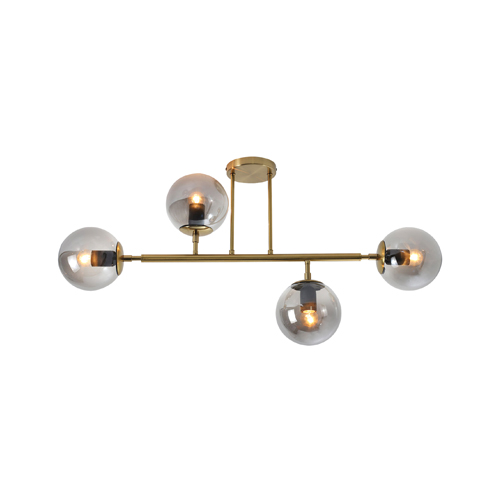 BRIGHT STAR CF560/4 GOLD & SMOKED GLASS CEILING LIGHT