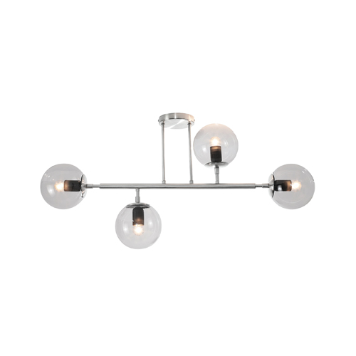 BRIGHT STAR CF561/4 SATIN CHROME & CLEAR GLASS CEILING LIGHT