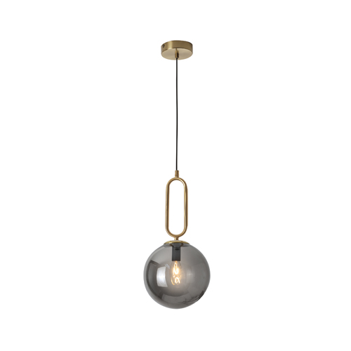 BRIGHT STAR PEN463 GOLD & SMOKED GLASS PENDANT