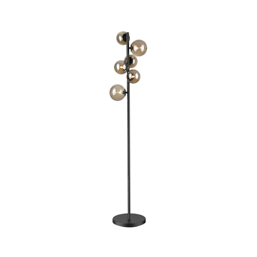 BRIGHT STAR SL401 MATT BLACK & SMOKED GLASS LAMP