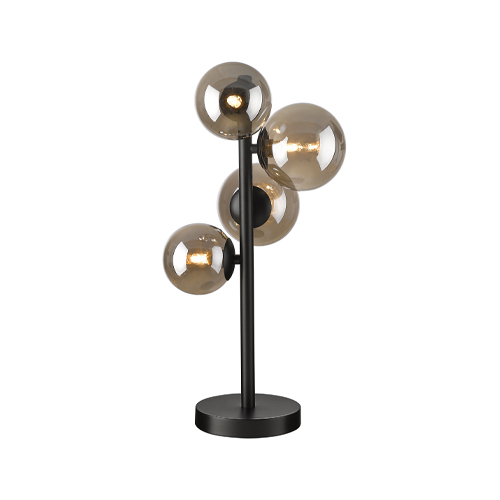 BRIGHT STAR TL600 MATT BLACK & SMOKED GLASS TABLE LAMP