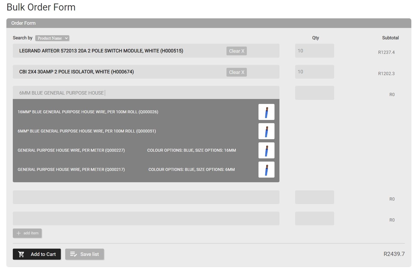 BULK ORDER FORM