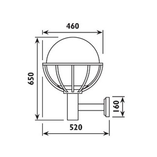 RADIANT LS857E27BL 460MM BLACK SPHERE LANTERN