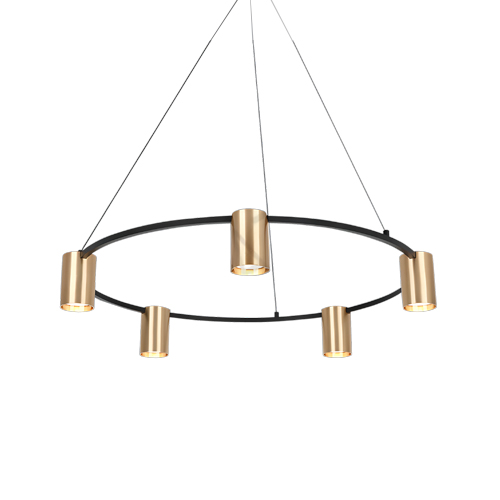 SPAZIO 8713.2 BLACK & GOLD OCCHIO 5 ROUND PENDANT