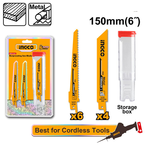 INGCO 10 PIECE 150MM RECIPROCATING SAW BLADES