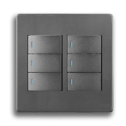 SYNERJI DECO SYSSW4X46L1WDMG 2X4 6 LEVER 1 WAY SWITCH, MATT GREY