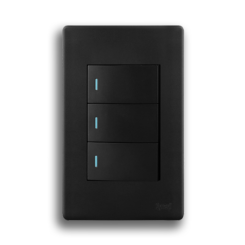 SYNERJI DECO SYSSW4X23L1WDMB 2X4 3 LEVER 1 WAY SWITCH, MATT BLACK