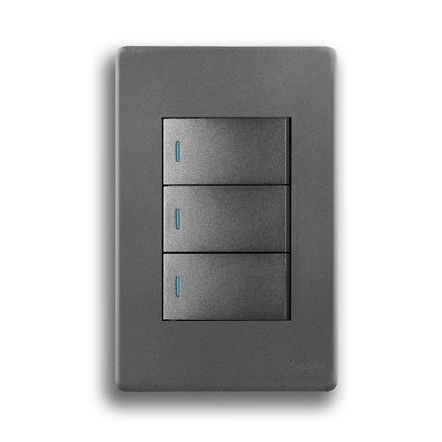 SYNERJI DECO SYSSW4X23L1WDMG 2X4 3 LEVER 1 WAY SWITCH, MATT GREY