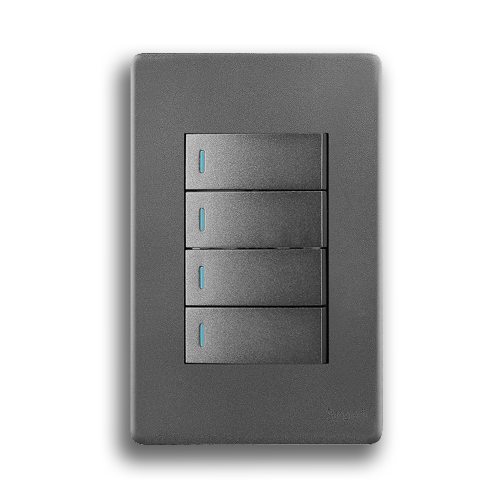 SYNERJI DECO SYSSW4X24L1WDMG 2X4 4 LEVER 1 WAY SWITCH, MATT GREY