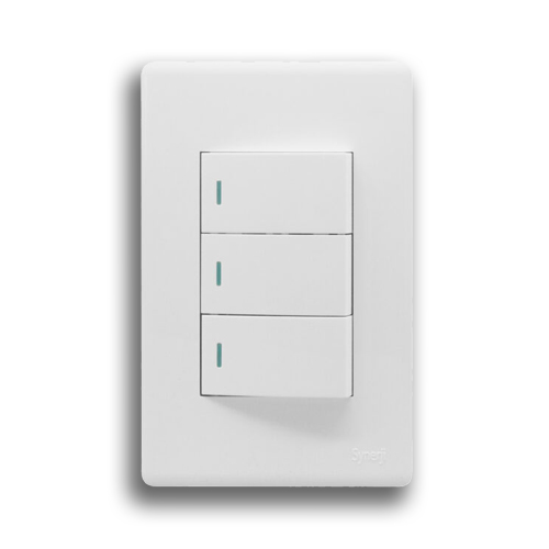 SYNERJI DECO SYSSW4X23L1WDW 2X4 3 LEVER 1 WAY SWITCH, WHITE