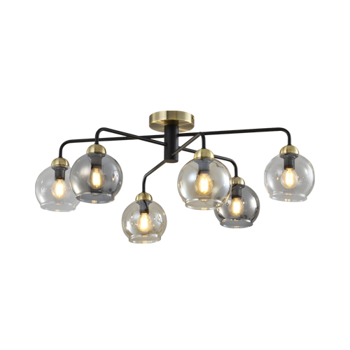 HUAYI KC11098-6A SAND BLACK & SMOKEY GREY CEILING LIGHT