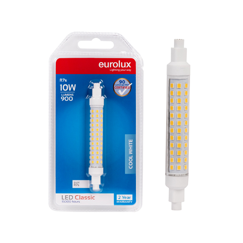 EUROLUX 10W COOL WHITE R7S LED GLOBE - 118MM