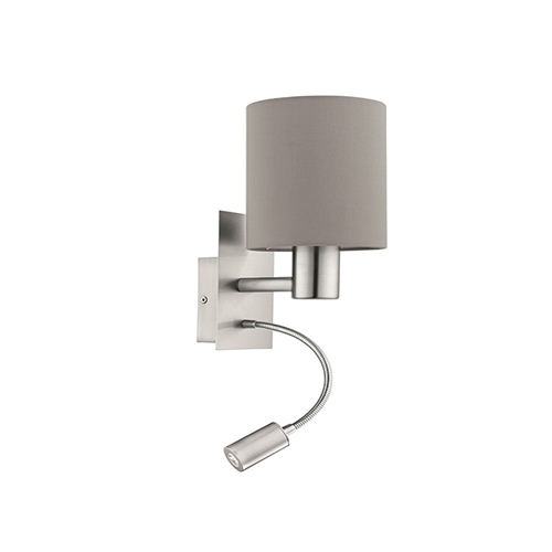EUROLUX W353T PASTERI SATIN CHROME & TAUPE WALL LIGHT