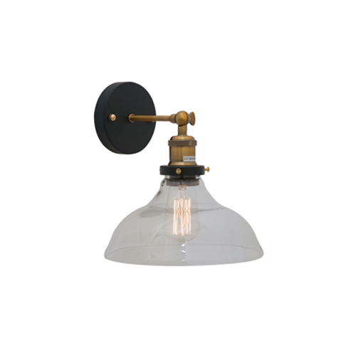 EUROLUX W457 FARMHOUSE ANTIQUE BRASS & BLACK WALL LIGHT