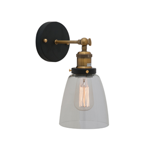 EUROLUX W460 FARMHOUSE ANTIQUE BRASS & BLACK WALL LIGHT