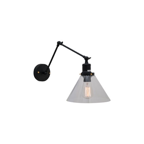 EUROLUX W462 FUNNELLO LONG ARM BLACK WALL LIGHT