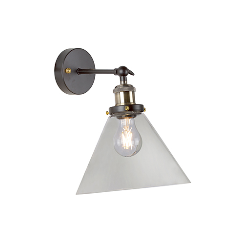 EUROLUX W463 FUNNELLO ANTIQUE BRASS & BLACK WALL LIGHT