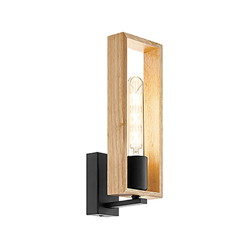 EUROLUX W582 LITTLETON BLACK & WOOD WALL LIGHT