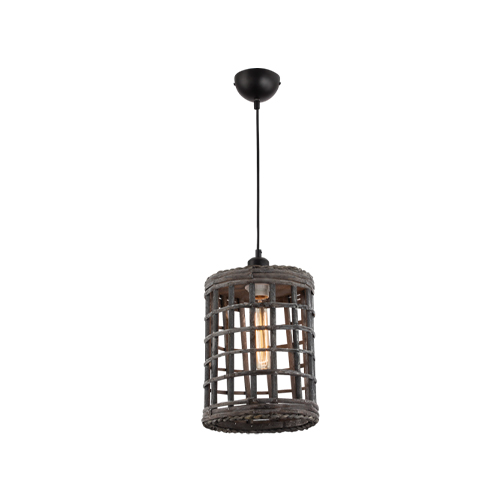 BRIGHT STAR PEN642 RATTAN & METAL PENDANT