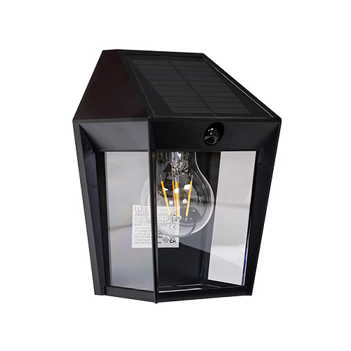 EUROLUX O655 AVONY SOLAR BLACK WITH PIR WALL LIGHT
