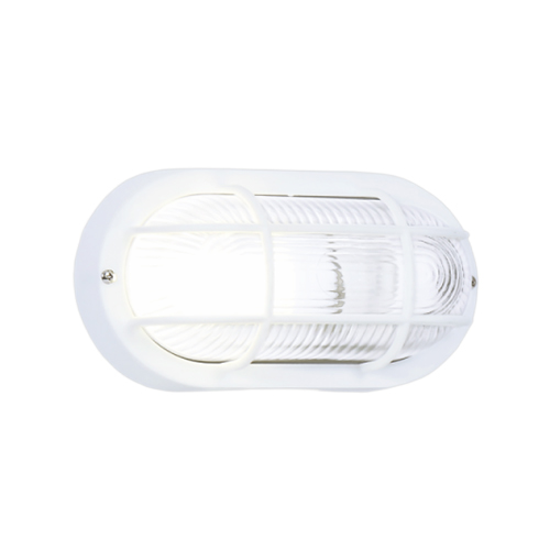 BRIGHT STAR BH028 WHITE OVAL GRID PVC IP44 BULKHEAD