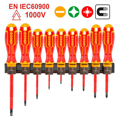 INGCO HKISD0908 9 PIECE INSULATED SCREWDRIVER SET