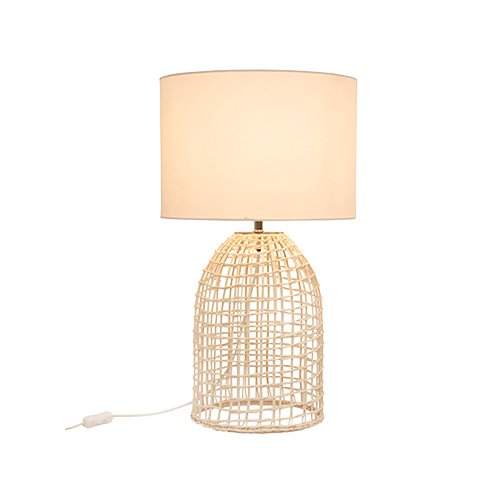 EUROLUX T654W ZANIE WH WHITE WOVEN RATTAN TABLE LAMP