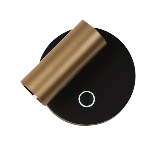 SPAZIO 8297.3030 PRINCE READING IT- ROUND BLACK & GOLD LED WALL LIGHT