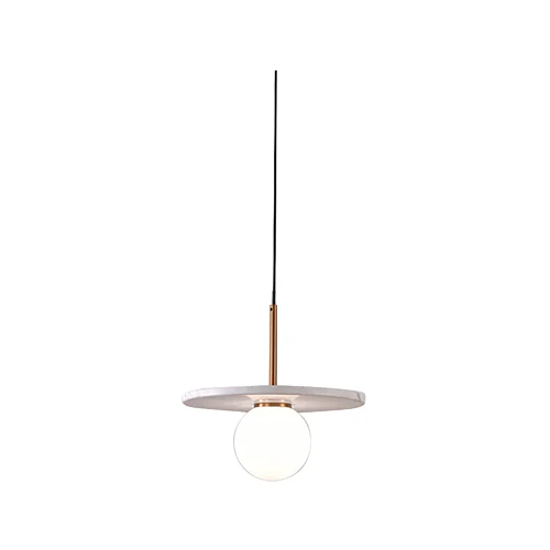 SPAZIO 8709.1 PASCAL WHITE MARBLE & BRASS PENDANT
