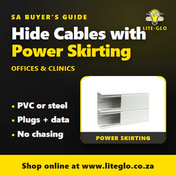Power skirting, explained: hiding plugs, power and data cables in offices and clinics (South African buyer's guide)