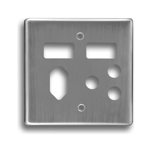 CRABTREE CLASSIC 6529/511 4X4 16AMP + EURO COMBINATION COVER PLATE, SATIN CHROME