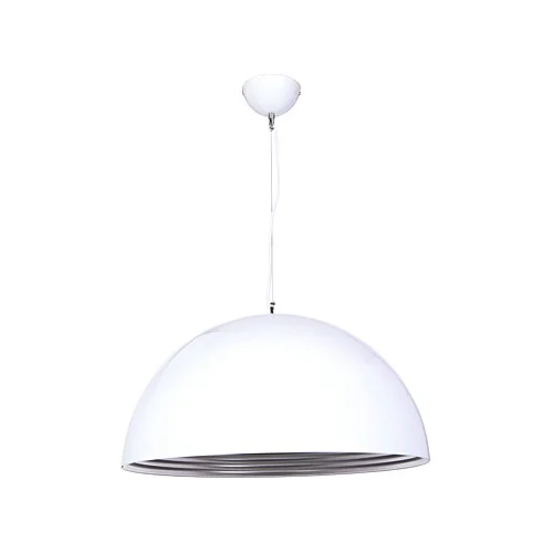 K-LIGHT H-KLCH5005-60/W 1XE27 LARGE DOME PENDANT WHITE & SILVER