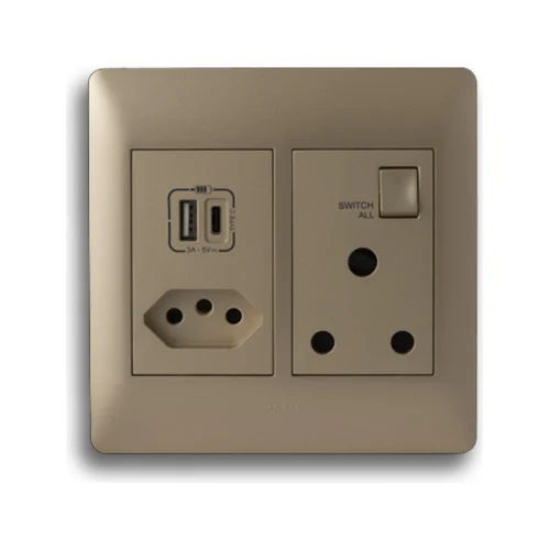 LEGRAND YSALIS 701147 4X4 16AMP SOCKET + EURO + USB A+C, CHAMPAGNE