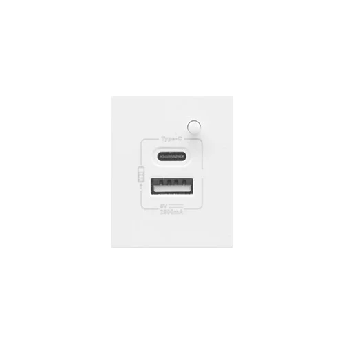 SYNERJI DECO USB TYPE-A + TYPE-C SOCKET MODULE, WHITE